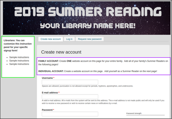 image of signup form