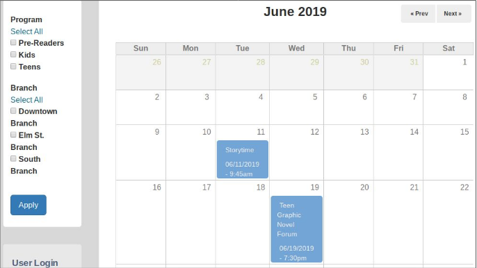 image of event calendar