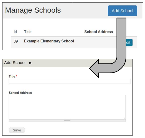 image depicting how to add schools to the system